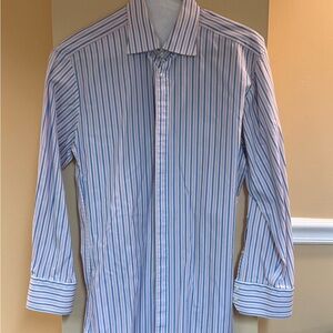 Thomas Pink White Shirt with Blue and Pink Stripes